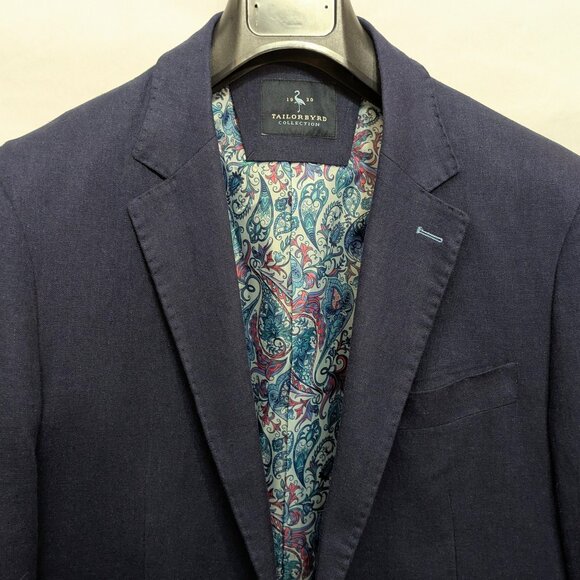 Tailorbyrd 40R Linen Jacket Navy Blue - Picture 1 of 6